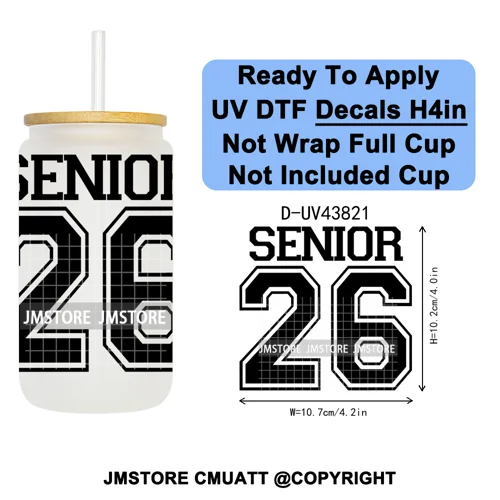 Graduation Crew 2026 Senior UV DTF Transfer Stickers Decals Ready To Apply Good Quality Prints For Libbey Cold Cup Mug Bottle