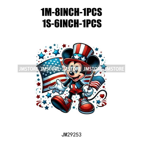 Washable Cartoon Animal 4th Of July Independence Day Freedom Iron On DTF Transfers Stickers Ready To Press For Clothing