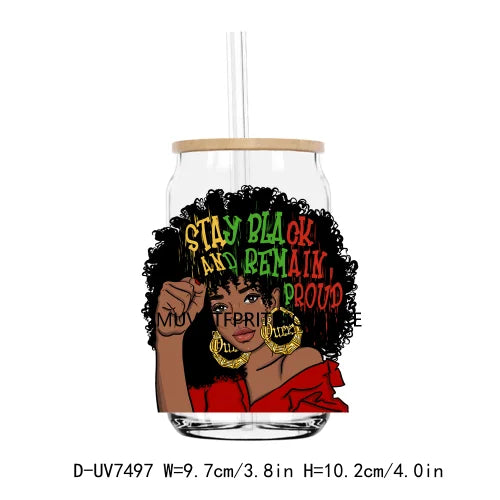 Steppin' into Juneteenth UV DTF Transfer Stickers Decals For Libbey Cold Cups Mugs Tumbler Waterproof DIY Logo Black Nurse Magic