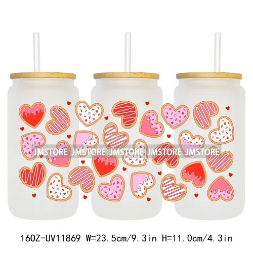 Coquette Bow Pencil 16OZ UV Cup Wrap DTF Transfer Stickers For Libbey Glass Can Cups Tumbler Cherry Heart Love Valentines Day