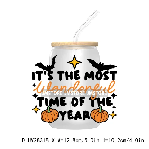 Spooky Ghost Boo Halloween Tis The Season UV DTF Transfer Stickers Decals For Libbey Cold Cup Mugs Tumbler Waterproof Book Ghoul