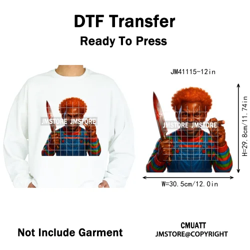 Halloween Spooky Afro Dad Scary Movie Smoking Character Costume Design Iron on DTF Transfer Stickers Ready to Press for Clothing
