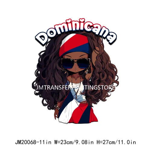 Cool Country Flag African Black Girls Iron On Plastisol DTF Heat Transfers Stickers Ready To Press For Sweatshirt