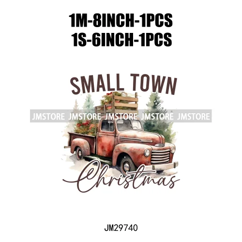 Small Town Fram Fresh Tree Christmas Merry Vibes Ho Ho Ho Santa Deer Iron On DTF Transfers Stickers Ready To Press For Hoodies