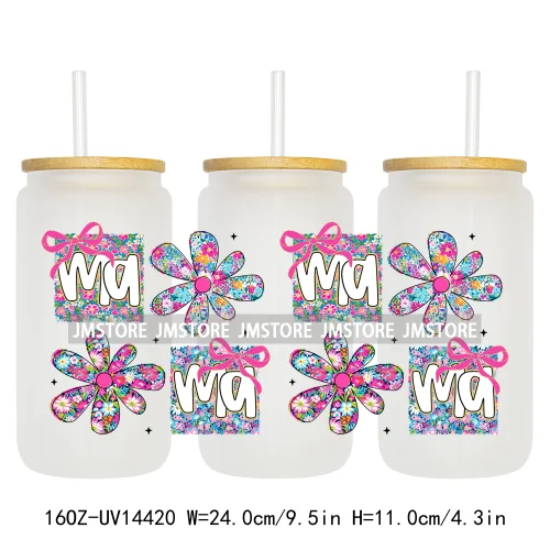Floral Best Mom Ever Mama Life UV DTF Wraps Transfer Sticker Selfadhesive Waterproof For 16OZ Libbey Glass Can Tumbler