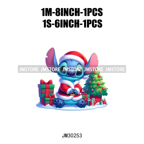Christmas Cartoon Animal Characters Snow Holiday Santa Tree Gifts Iron On DTF Transfers Stickers Ready To Press For Sweatshirts