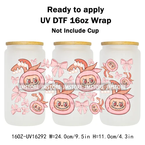 Laboo Cute Cartoon Monsters Soda Coquette UV DTF Stickers Ready To Transfer Cup Wrap Custom Labels For Libbey Can Glass Tumbler