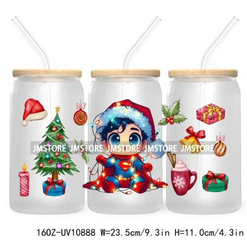 Cute Baby Horror Characters Christmas Season 16OZ UV DTF Cup Wrap Transfer Stickers Durable Waterproof Logo For Libbey Glass Can