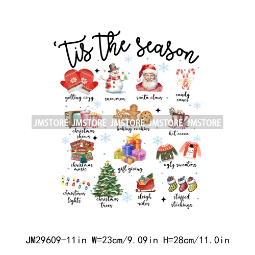 Merry And Bright Howdy Christmas Floral Santa Coquette Bow Tree Book Love Iron On DTF Heat Press Transfer Stickers For Clothes