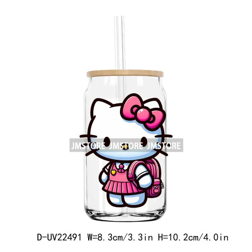 100 Days Of School Cartoon Cats With Book UV DTF Transfers Stickers Decals For Libbey Cold Cup Mugs Tumbler Waterproof DIY Craft