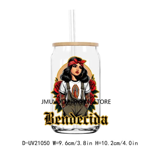 Mexican Latina Mama Chicano Cartoon Girls UV DTF Transfer Stickers Decals For Libbey Cold Cups Mugs Tumbler Waterproof DIY Logo