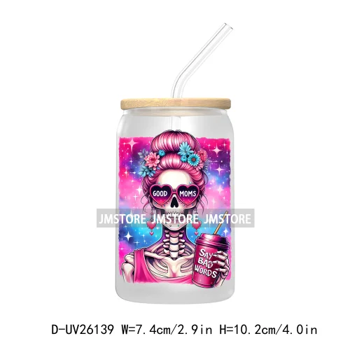 Dog Cat Skeleton Mom UV DTF Transfer Stickers Decals For Libbey Cold Cups Mugs Tumbler Waterproof Custom Logo Labels Mama Life