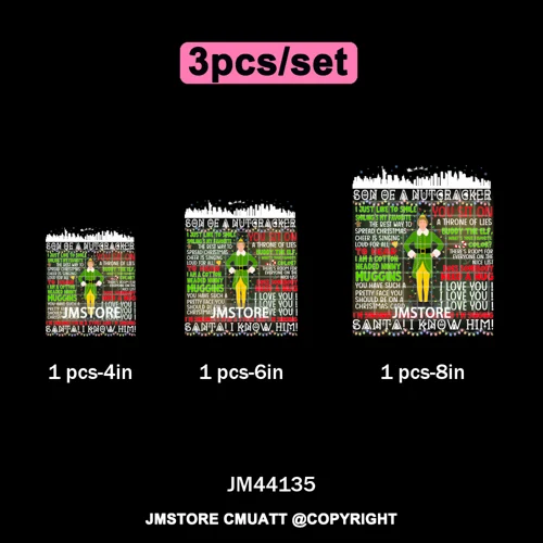 Funny Christmas Movie Quotes Cartoon Characters Santa Iron on Washable DTF Heat Transfer Stickers Ready to Press for Sweatshirts