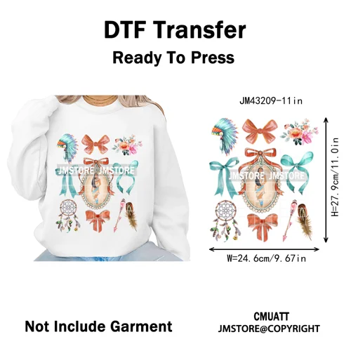 Colorful Girly Coquette Cartoon Princess Family Trip Iron on Washable DTF Heat Transfers Stickers Ready to Press for Clothing