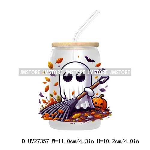 Funny Witch Ghosts Halloween Bat UV DTF Transfer Stickers Decals For Libbey Cold Cups Mugs Tumbler Waterproof Craft Spooky Vibes