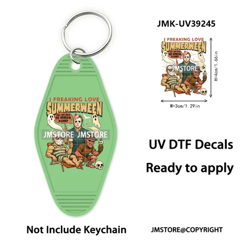 Halloween Horror Killer Energy Drink UV DTF Motel Keychain Decal Ready To Ship Durable Transfer Stickers Logo For Hotel Keychain
