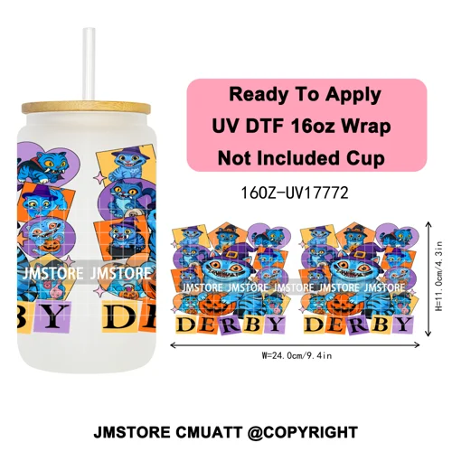 Demon Hunters Kpop Derpy Halloween Mystery Boys UV DTF Stickers Ready To Apply Cup Wrap High Quality For 16OZ Libbey Can Glass