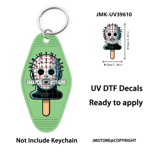 Horror Characters Halloween Ice cream UV DTF Motel Keychain Wraps Ready To Apply Waterproof High Quality Hotel Keychain Decals
