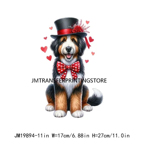 Puppy Valentine's Day Animal Love Cute Dog Heat Press Iron On DTF Heat Transfers Stickers Ready To Press For Shirts