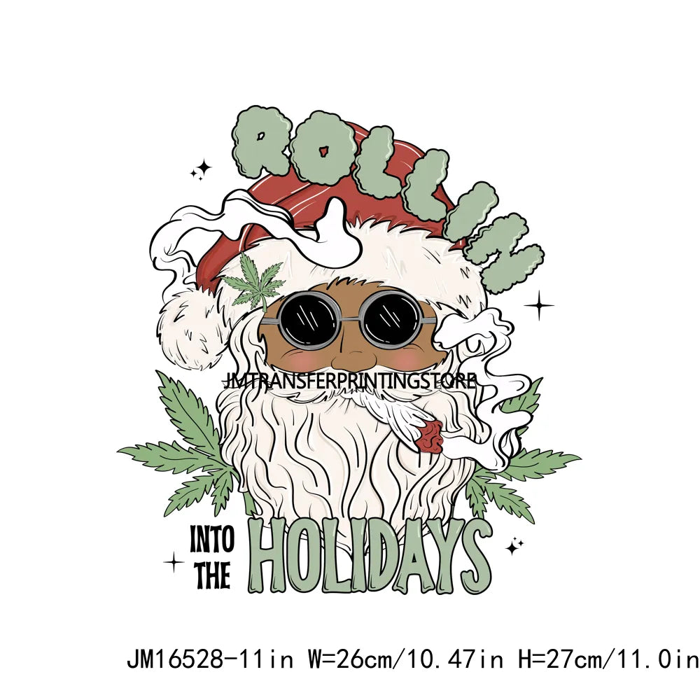 DTF Wonderful Year Ho Ho Merry Christmas Washable Sticker Rollin Into The Holidays Everything Merry Bright Transfer For T-Shirts