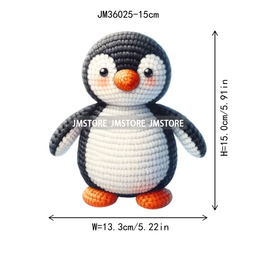 15cm 5.9in Colorful Cute Needle Hook Animal Iron On DTF Heat Transfer Sticker For Clothes Print Vinyl Washable T-Shirt Appliques