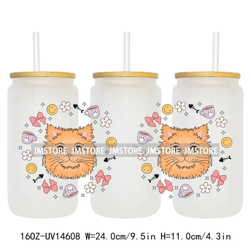 Coquette Bow Cat Dog Mom UV DTF Stickers Ready to Transfer Cup Wrap Custom Labels DIY Craft For Libbey Can Glass Tumblers Mugs