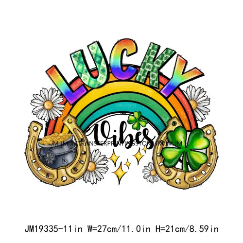 Washable Animal CNA PAT Nurse Dentist Teacher Shamrocks Lucky Vibes St Patrick's Day DTF Transfers Stickers Press For Sweatshirt