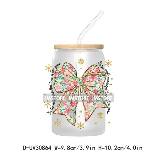 Christmas Pencil Tree Gift For Teacher UV DTF Transfer Stickers Decals For Libbey Cold Cups Mugs Tumbler Waterproof Coquette Bow