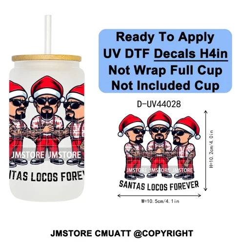 Floral Mexican Christmas Mama UV DTF Transfer Stickers Decals Ready To Apply Good Quality Prints For Libbey Cold Cup Mug Tumbler