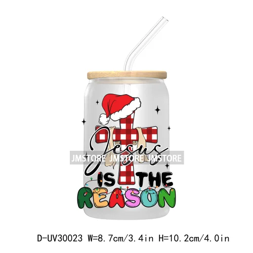 Christmas Cookie Baking Crew Gingerbread Man UV DTF Transfer Sticker Decal For Libbey Cold Cup Mug Tumbler Jesus Christmas Cross