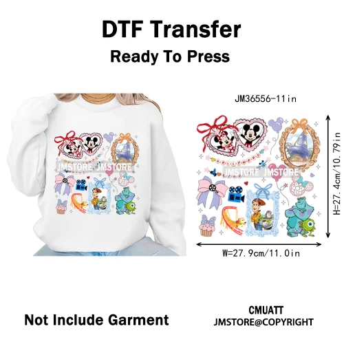 Colorful Animal Coquette Mirror Bracelet Cartoon Character Printing Iron On DTF Transfers Stickers Ready To Press T-shirts Bags