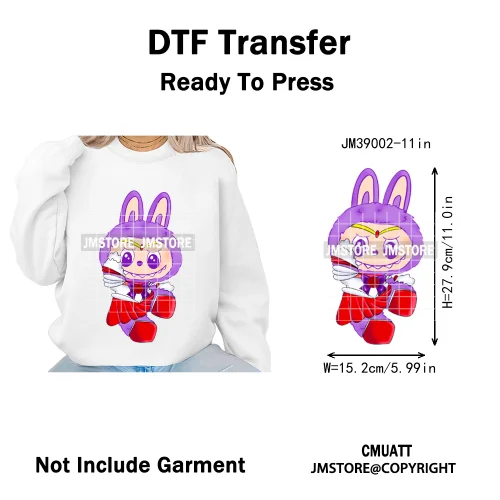 Colorful Monster Keychain Doll Character Designs Iron on DTF Washable Heat Transfers Stickers Ready to Press for T-shrits Bags