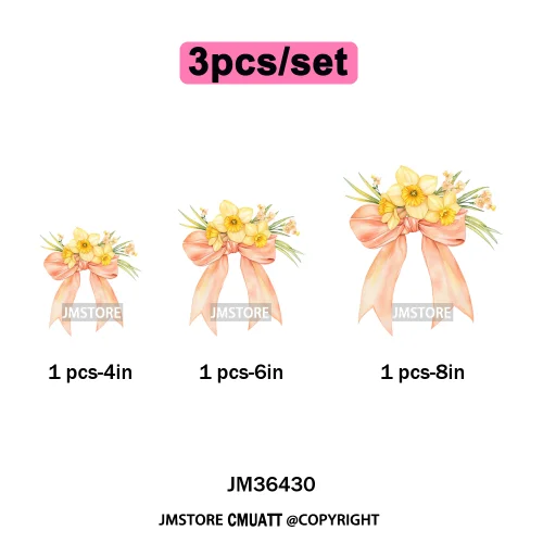 Spring Wildflower Love Vibes Ribbon Wedding Coquette Iron on DTF Thermal Transfers Stickers Ready to Press for Dresses Hoodies
