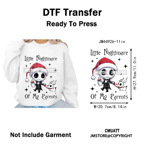 Cartoon Movie Friends Coquette Merry Christmas Sandy Claws Iron on Washable DTF Heat Transfer Sticker Ready to Press for Hoodies