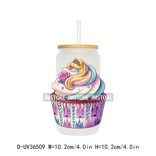Cartoon Cupcake Sweet Treats UV DTF Transfer Stickers Decals Ready To Apply Waterproof For 16OZ Libbey Glass Can Cups Tumbler