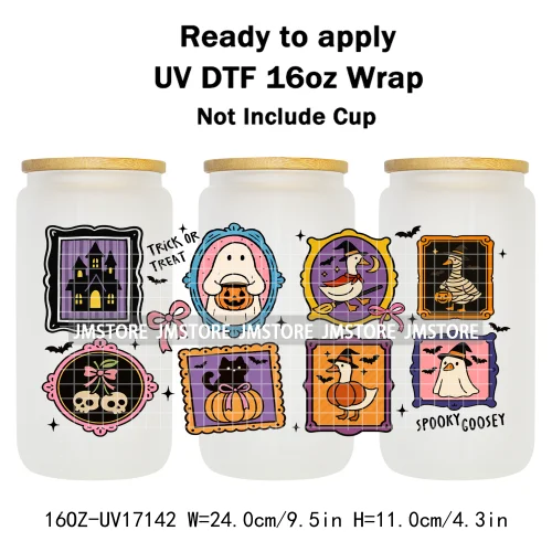 Highland Cow Horror Killer Halloween UV DTF Stickers Ready To Apply Cup Wrap Custom Labels DIY Craft For 16OZ Libbey Can Glass