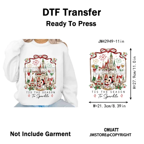 Cartoon Holiday Mouse Gingerbread Baking Christmas Tis The Season Iron on DTF Heat Transfers Stickers Ready to Press for Clothes