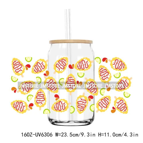 Cute Cartoon Cat Strawberry 16OZ UV DTF Cup Wrap Transfers Stickers Custom Labels Durable Waterproof Logo For Libbey Glass Can