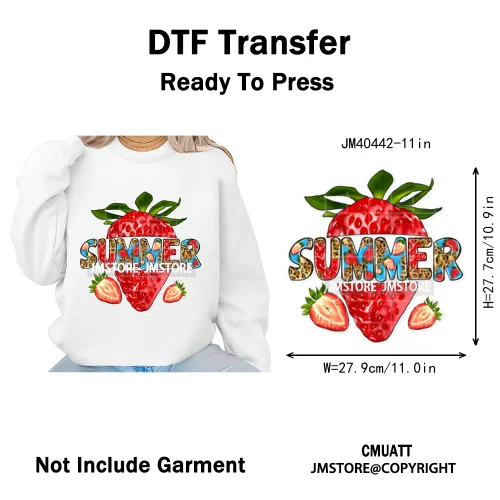 Hello Summer Vibes Watermelon Strawberry Fruit Festival Lover Coquette Iron on DTF Transfers Sticker Ready to Press for T-shirts