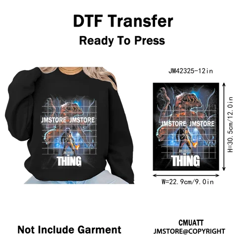 12in Retro Halftone Movie Halloween Spooky Popular Shows Iron on DTF Washable Transfers Stickers Ready to Press for Hoodies