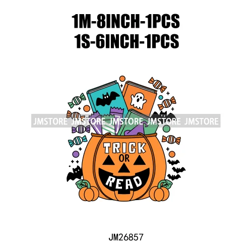 Custom Trick Or Read Ghost Witches Spooky Book Club Decals Bookish Girly Halloween DTF Iron On Transfers Stickers For T-shirts