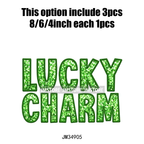 In My Lucky Era Faux Green Sequin Glitter St.Patrick's Lucky Charm Iron On DTF Transfers Stickers Ready To Press For Sweatshirts