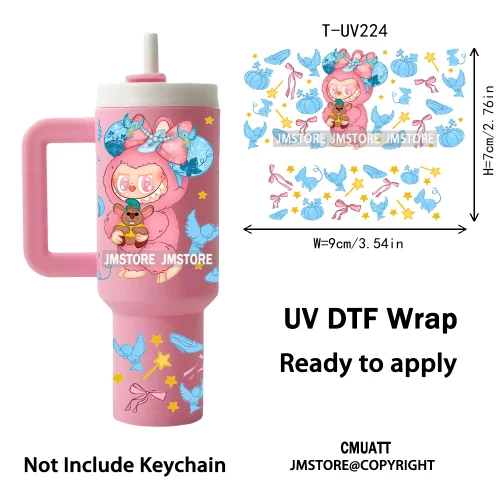 Coquette Bow Cartoon Monsters UV DTF Custom Prints Ready To Apply Transfer Stickers Waterproof Wraps For Mini Tumbler Keychain