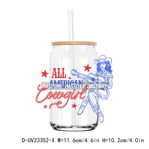 Coquette American Girly 4th Of July UV DTF Transfers Stickers Decals For Libbey Cold Cups Mugs Tumbler Waterproof USA Freedom