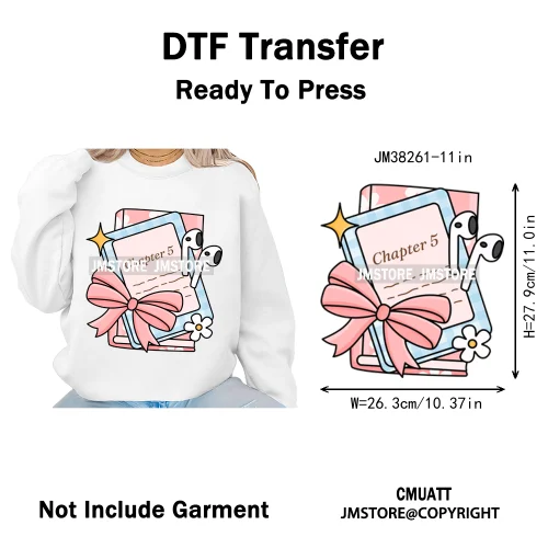 Funny Bookish Things Kindle Girlie TBR Read Books Lover Positive Quotes Iron on DTF Transfer Stickers Ready to Press for Textile