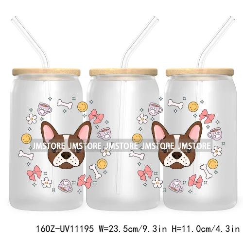 Dog Mom Mama 16OZ UV DTF Cup Wrap Transfer Stickers Custom Labels Durable Waterproof Logo For Libbey Glass Can Seamless Dog Paw