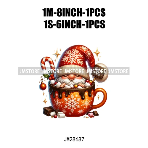 Winter Hot Cocoa Boy Cozy Gnomes Coffee Mug Tis The Season Happy Christmas Iron On DTF Heat Press Transfers Stickers For Clothes