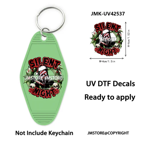 Trendy Christmas Cartoon UV DTF Keychain Wraps Ready To Apply Waterproof High Quality DIY Craft Decals For Hotel Motel Keychain