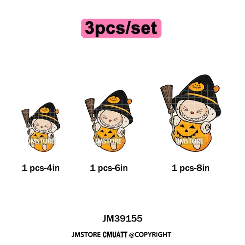 Sorat Sweet Sorat Spooky Cartoon Monster Halloween Designs Iron on DTF Washable Transfers Stickers Ready to Press for Hoodies