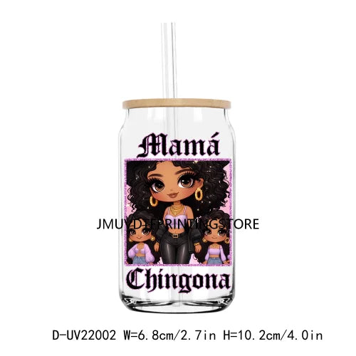 Chicano Latina Mama Family UV DTF Transfers Stickers Decals For Libbey Cold Cups Mugs Tumbler Waterproof DIY Craft Gift For Mom